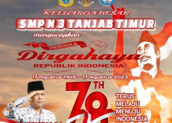 Keluarga Besar SMPN 3 Tanjab Timur Mengucapkan Dirgahayu HUT RI ke 78