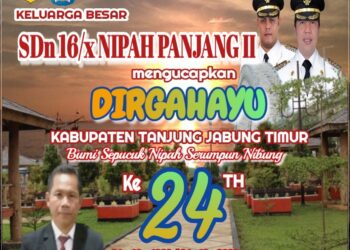 Keluarga Besar SDN 16/X Kec. Nipah Panjang Mengucapkan Dirgahayu HUT Kab. Tanjabtim ke 24