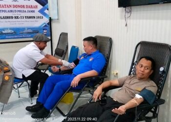 Sambut HUT ke 73, Dit Pol Airud Polda Jambi Gelar Bakti Kesehatan Donor Darah 