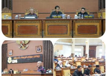 DPRD Kabupaten Tanjung Jabung Timur menggelar rapat paripurna masa persidangan III tahun 2023-2024 dengan agenda jawaban eksekutif terhadap pandangan umum fraksi-fraksi DPRD atas nota pengantar rancangan Perubahan APBD Kabupaten Tanjung Jabung Timur Tahun Anggaran 2024