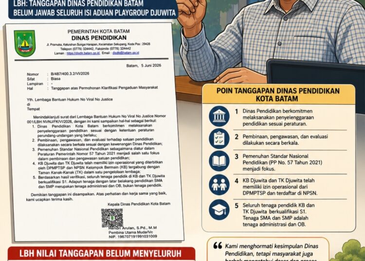 LBH: Tanggapan Dinas Pendidikan Batam Belum Jawab Seluruh Isi Aduan Playgroup Djuwita