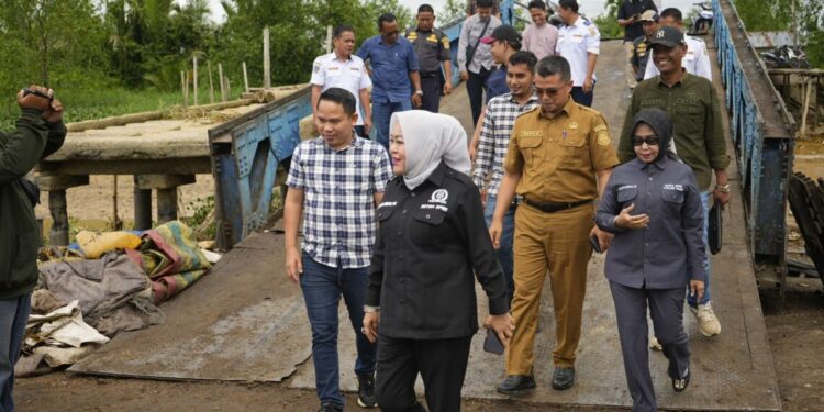 Komisi 1 Dan Anggota Banggar Tanjabtimur Tinjau Jembatan Muara Sabak Pasca Insiden Tabrakan Kapal 